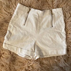 white shorts with zippers size small new